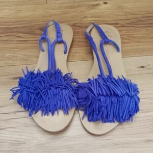 Banana Republic Hello Soulmate Riley Fringe Sandal in Cobalt blue Size 7.0
